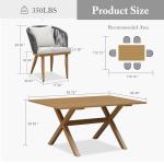 PURPLE LEAF 7 Pieces Patio Dining Set Wicker Outdoor Furniture Rectangular Table and Chairs Set for Garden Deck Teak-Finish Aluminum Frame Backyard Kitchen Set, Cushions and Pillows Included