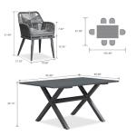 PURPLE LEAF 7 Pieces Outdoor Dining Set All-Weather PE Rattan Outdoor Patio Furniture Set with All Aluminum Frame Rectangular Table and Chairs Set for Lawn Garden Backyard Deck, Grey