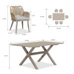 PURPLE LEAF 7 Pieces Outdoor Dining Set All-Weather PE Rattan Outdoor Patio Furniture Set with All Aluminum Frame Rectangular Table and Chairs Set for Lawn Garden Backyard Deck, Champagne