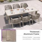 PURPLE LEAF 7 Pieces Outdoor Dining Set Patio Table and Chairs Set Aluminum Wicker Rattan Patio Furniture Set for Lawn Garden Porch Champagne