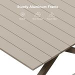 PURPLE LEAF 7 Pieces Outdoor Dining Set All-Weather PE Rattan Outdoor Patio Furniture Set with All Aluminum Frame Rectangular Table and Chairs Set for Lawn Garden Backyard Deck, Champagne