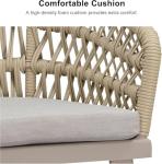 PURPLE LEAF 7 Pieces Outdoor Dining Set All-Weather PE Rattan Outdoor Patio Rurniture Set with All Aluminum Frame Rectangular Table and Chairs Set for Lawn Garden Backyard Deck, Champagne