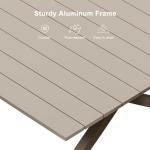 PURPLE LEAF 7 Pieces Outdoor Dining Set All-Weather PE Rattan Outdoor Patio Rurniture Set with All Aluminum Frame Rectangular Table and Chairs Set for Lawn Garden Backyard Deck, Champagne