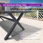 PURPLE LEAF 7 Pieces Outdoor Dining Set All Weather Wicker Patio Dining Set with Rectangular Aluminum Table and Modern Armrest Dining Chairs for Garden Deck Backyard Kitchen, Grey