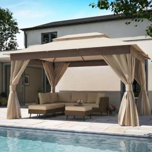 10'x13' Heavy Duty Outdoor Patio Gazebo with Netting