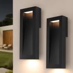 Yisuro Modern Outdoor Wall Light with LED, Exterior Lighting Fixtures 2700K Integrated, Matte Black Outside Wall Mount Lights for House Front Door Porch Garage Patio.Bulb Included.