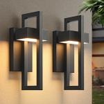 SIONLOM Outdoor Wall Lights Modern LED Exterior Lighting Fixtures, 3000K 20W Outdoor Wall Sconce for Porch, Matte Black Outside Wall Mount Lights for Front Door House Garage Indoor 2 Packs