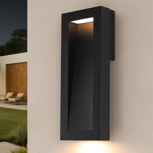 Yisuro Modern Outdoor Wall Light with LED, Exterior Lighting Fixtures 2700K Integrated, Matte Black Outside Wall Mount Lights for House Front Door Porch Garage Patio.Bulb Included.