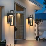 SIONLOM Outdoor Wall Lights Modern LED Exterior Lighting Fixtures, 3000K 20W Outdoor Wall Sconce for Porch, Matte Black Outside Wall Mount Lights for Front Door House Garage Indoor 2 Packs