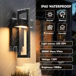 SIONLOM Outdoor Wall Lights Modern LED Exterior Lighting Fixtures, 3000K 20W Outdoor Wall Sconce for Porch, Matte Black Outside Wall Mount Lights for Front Door House Garage Indoor 2 Packs