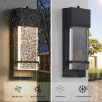 Yisuro Dusk to Dawn Porch Lights, Modern Black Wall Sconce with Crystal Bubble LED, Outdoor Lighting Fixture, 1 Pack