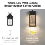 Yisuro Dusk to Dawn Porch Lights, Modern Black Wall Sconce with Crystal Bubble LED, Outdoor Lighting Fixture, 1 Pack