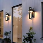 SIONLOM Outdoor Wall Lights Modern LED Exterior Lighting Fixtures, 3000K 20W Outdoor Wall Sconce for Porch, Matte Black Outside Wall Mount Lights for Front Door House Garage Indoor 2 Packs