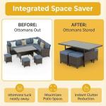 7 Piece Wicker Patio Furniture Set with Ottoman