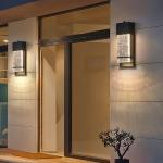 Yisuro Dusk to Dawn Porch Lights, Modern Black Wall Sconce with Crystal Bubble LED, Outdoor Lighting Fixture, 1 Pack