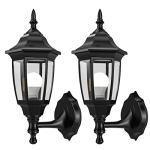 EMART Plastic Outdoor Wall Light Fixtures with Bulbs, Waterproof and Anti-Corrosion Porch Sconces, Exterior Lanterns Wall Mount Lamp for Outside, Garage, Front Door, House, Patio, 2 Pack, Black