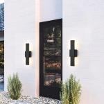 Outdoor Modern LED Wall Light Fixtures, Black Linear Exterior Wall Sconces 20W, Modern Porch Patio Light Fixture Waterproof Outdoor Wall Lights Outside Lights for House Garage Front Door Patio 2pack