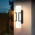 Hyunbae LED Wall Sconce Lights, 16" Modern Outdoor Light Fixture Wall Mount, Waterproof Porch Lamp for Outside, 3000K LED Exterior Lighting with White Glass for House Patio Front Porch Garage Entryway