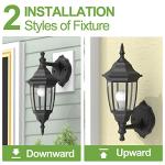 EMART Plastic Outdoor Wall Light Fixtures with Bulbs, Waterproof and Anti-Corrosion Porch Sconces, Exterior Lanterns Wall Mount Lamp for Outside, Garage, Front Door, House, Patio, 2 Pack, Black