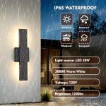 Outdoor Modern LED Wall Light Fixtures, Black Linear Exterior Wall Sconces 20W, Modern Porch Patio Light Fixture Waterproof Outdoor Wall Lights Outside Lights for House Garage Front Door Patio 2pack