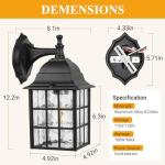 WIHTU 2-Pack Dusk to Dawn Outdoor Wall Lights, Sensor Exterior Light Fixtures, Porch Lights, Black Waterproof Wall Sconces, Outside Lighting for Garage, Front Door