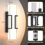 Hyunbae LED Wall Sconce Lights, 16" Modern Outdoor Light Fixture Wall Mount, Waterproof Porch Lamp for Outside, 3000K LED Exterior Lighting with White Glass for House Patio Front Porch Garage Entryway