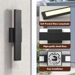 Outdoor Modern LED Wall Light Fixtures, Black Linear Exterior Wall Sconces 20W, Modern Porch Patio Light Fixture Waterproof Outdoor Wall Lights Outside Lights for House Garage Front Door Patio 2pack