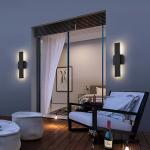 Outdoor Modern LED Wall Light Fixtures, Black Linear Exterior Wall Sconces 20W, Modern Porch Patio Light Fixture Waterproof Outdoor Wall Lights Outside Lights for House Garage Front Door Patio 2pack