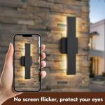 Outdoor Modern LED Wall Light Fixtures, Black Linear Exterior Wall Sconces 20W, Modern Porch Patio Light Fixture Waterproof Outdoor Wall Lights Outside Lights for House Garage Front Door Patio 2pack