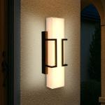 Hyunbae LED Wall Sconce Lights, 16" Modern Outdoor Light Fixture Wall Mount, Waterproof Porch Lamp for Outside, 3000K LED Exterior Lighting with White Glass for House Patio Front Porch Garage Entryway