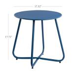 Navy Blue Round Metal Outdoor Side Table
