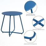 Navy Blue Round Metal Outdoor Side Table