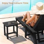 LUE BONA Weather-Resistant Outdoor Side Table, Black