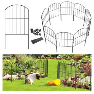 10ft Black Metal Garden Fence Panels - 10 Pcs