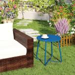 Navy Blue Round Metal Outdoor Side Table