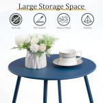 Navy Blue Round Metal Outdoor Side Table