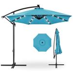 10ft Solar LED Offset Patio Umbrella - Sky Blue
