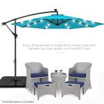10ft Solar LED Offset Patio Umbrella - Sky Blue