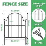 Blingluck 22" Arched Rustproof Garden Fence Border