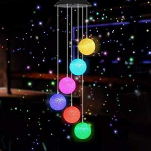 Solar LED Crystal Ball Wind Chime for Gardens