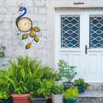 Metal Peacock Thermometer Wall Art for Indoors Outdoors