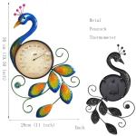 Metal Peacock Thermometer Wall Art for Indoors Outdoors