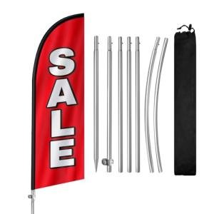 8FT Sale Flag with Pole and Ground Spike
