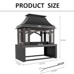39" Outdoor Fire Pit with Wood Storage & Screen