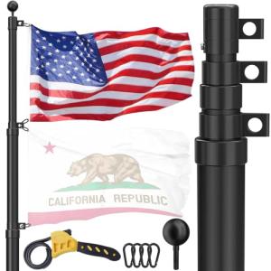 20 FT Telescoping Flag Pole Kit with American Flag