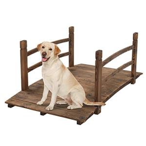 VINGLI 4 ft Wooden Garden Bridge with Rails