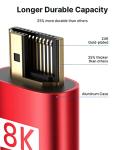 JSAUX 8K HDMI Cable 2.1 - 2 Pack, 6ft