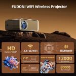 FUDONI 4K WiFi Bluetooth Projector for Home Theater