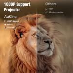 AuKing Mini Projector, 1080P Home Theater Experience