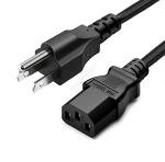 5ft 10A 125V Black 3-Prong AC Power Cord
